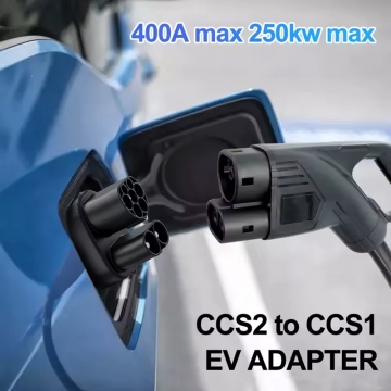 Адаптер-перехідник для заряджання електромобілів CCS2 – CCS1 (AC+DC) для електромобілів з гніздом для заряджання CCS1, для заряджання від зарядних станцій CCS2 (швидке заряджання постійним струмом) та Type 2 (повільне заряджання змінним струмом), пиловологозахист IP54, максимальна потужність: 250 кВт (DC) та 8 кВт (AC), кнопка-перемикач між заряджанням постійним і змінним струмом, бокс для транспортування і зберігання, Київ, Киев