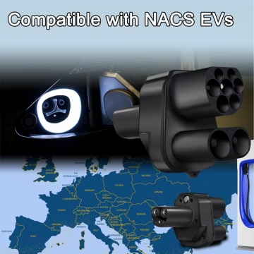 Адаптер-перехідник Guwieyg для заряджання електромобілів CCS2 – Tesla (DC) NACS J3400, Tesla Model 3, Tesla Model S, Tesla Model X, Tesla Model Y, використовується для заряджання від зарядних станцій стандарта CCS2 (швидке заряджання постійним струмом), матеріал корпуса: PA66 поліамід 66, IP54, максимальна потужність: 300 кВт, бокс для транспортування і зберігання, виробник Guwieyg (Китай), Київ, Киев