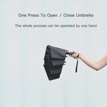 Автоматична парасолька з підсвіткою і системою зворотнього складання Xiaomi U’REVO Fully Automatic Reverse Folding Illuminated Umbrella, повний автомат, складання купола в зворотньому напрямку, що залишає вологу всередені складеної парасольки, водовідштовхуюча тканина 210Т, індекс водовідштовхування: 5, швидке висихання, UPF50+, матеріал спиць: скловолокно, індекс вітростійкості: 6, вбудована в ручку світлодіодна підсвітка, Київ, Киев