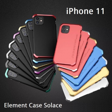Чехол Element Case Solace (Element Box) для смартфона iPhone 11, противоударный бампер, корпус из поликарбоната, алюминиевые накладки, бампер состоит из трёх частей, скрученных четырьмя винтиками, в комплект входит отвёртка и 2 запасных винтика, резиновые прокладки на внутренней поверхности рамы для защиты корпуса смартфона, встроенные кнопки регулировки громкости, фабричная упаковка, Киев
