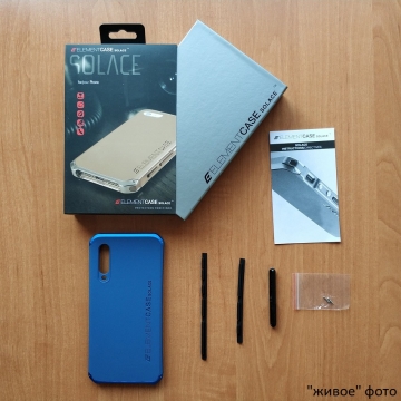 Чехол Element Case Solace для смартфона Xiaomi Mi9, противоударный бампер, корпус из поликарбоната, алюминиевые накладки, бампер состоит из трёх частей, скрученных четырьмя винтиками, в комплект входит отвёртка и 2 запасных винтика, резиновые прокладки на внутренней поверхности рамы для защиты корпуса смартфона со встроенными кнопками регулировки громкости и включения / выключения, фабричная упаковка, Киев