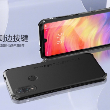 Чехол Element Case Solace для смартфона Xiaomi Redmi Note 7 / Redmi Note 7 Pro, противоударный бампер, корпус из поликарбоната, алюминиевые накладки, бампер состоит из трёх частей, скрученных четырьмя винтиками, в комплект входит отвёртка и 2 запасных винтика, резиновые прокладки на внутренней поверхности рамы для защиты корпуса смартфона со встроенными кнопками регулировки громкости и включения / выключения, фабричная упаковка, Киев