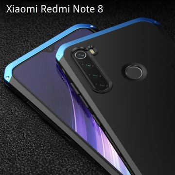 Чехол Element Case Solace для смартфона Xiaomi Redmi Note 8, противоударный бампер, корпус из поликарбоната, алюминиевые накладки, бампер состоит из трёх частей, скрученных четырьмя винтиками, в комплект входит отвёртка и 2 запасных винтика, резиновые прокладки на внутренней поверхности рамы для защиты корпуса смартфона со встроенными кнопками регулировки громкости и включения / выключения, фабричная упаковка, Киев