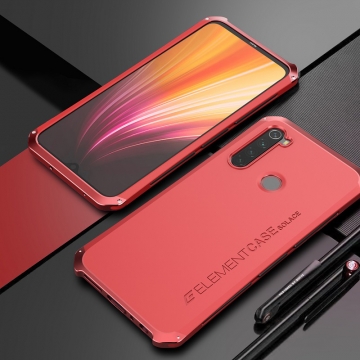 Чехол Element Case Solace для смартфона Xiaomi Redmi Note 8, противоударный бампер, корпус из поликарбоната, алюминиевые накладки, бампер состоит из трёх частей, скрученных четырьмя винтиками, в комплект входит отвёртка и 2 запасных винтика, резиновые прокладки на внутренней поверхности рамы для защиты корпуса смартфона со встроенными кнопками регулировки громкости и включения / выключения, фабричная упаковка, Киев