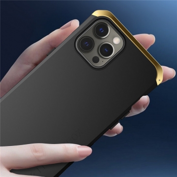 Чехол Element Case Solace (Element Box) для смартфона iPhone 12 Pro Max, противоударный бампер, корпус из поликарбоната, алюминиевые накладки, бампер состоит из трёх частей, скрученных четырьмя винтиками, в комплект входит отвёртка и 2 запасных винтика, резиновые прокладки на внутренней поверхности рамы для защиты корпуса смартфона, встроенные кнопки регулировки громкости, фабричная упаковка, Киев