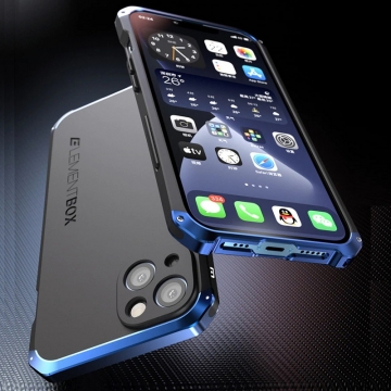 Чехол Element Case Solace (Element Box) для смартфона iPhone 13 Mini, противоударный бампер, корпус из поликарбоната, алюминиевые накладки, бампер состоит из трёх частей, скрученных четырьмя винтиками, в комплект входит отвёртка и 2 запасных винтика, резиновые прокладки на внутренней поверхности рамы для защиты корпуса смартфона, встроенные кнопки регулировки громкости, двойное отверстие для крепления ремешка, фабричная упаковка, Киев