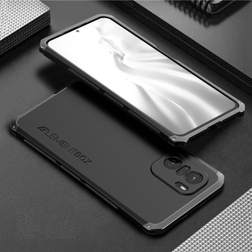 Чехол Element Case Solace Element Box для смартфона Xiaomi Poco F3 / Xiaomi Redmi K40 / Xiaomi Redmi K40 Pro / Xiaomi Mi 11i, противоударный бампер, корпус из поликарбоната, алюминиевые накладки, бампер состоит из трёх частей, скрученных четырьмя винтиками, в комплект входит отвёртка и 2 запасных винтика, резиновые прокладки на внутренней поверхности рамы для защиты корпуса смартфона со встроенными кнопками регулировки громкости и включения / выключения, фабричная упаковка, Киев