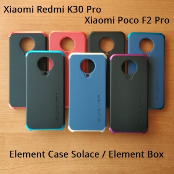 Чехол Element Case Solace Element Box для смартфона  Xiaomi Redmi K30 Pro / Xiaomi Poco F2 Pro, противоударный бампер, корпус из поликарбоната, алюминиевые накладки, бампер состоит из трёх частей, скрученных четырьмя винтиками, в комплект входит отвёртка и 2 запасных винтика, резиновые прокладки на внутренней поверхности рамы для защиты корпуса смартфона со встроенными кнопками регулировки громкости и включения / выключения, фабричная упаковка, Киев