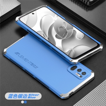 Чехол Element Case Solace (Element Box) для смартфона Xiaomi Redmi Note 10 5G / Xiaomi Poco M3 Pro, противоударный бампер, корпус из поликарбоната, алюминиевые накладки, бампер состоит из трёх частей, скрученных четырьмя винтиками, в комплект входит отвёртка и 2 запасных винтика, резиновые прокладки на внутренней поверхности рамы для защиты корпуса смартфона, встроенные кнопки регулировки громкости, фабричная упаковка, Киев