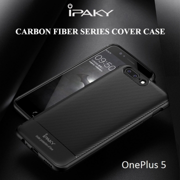 Чехол iPaky для смартфона OnePlus 5, противоударный бампер, карбон, силикон, термополиуретан, TPU, чёрный, синий, серый, Киев