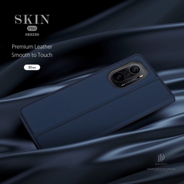 Чехол-книжка Dux Ducis (серия Skin Pro) для смартфона Xiaomi Poco F3 / Xiaomi Redmi K40 / Xiaomi Redmi K40 Pro / Xiaomi Mi 11i, горизонтальный флип, искусственная кожа, накладка из термополиуретана, встроенные магниты для фиксации чехла в закрытом и открытом состоянии, отделение для платёжных карт / визиток, возможность трансформации чехла в подставку для просмотра видео, чёрный, синий, золотой, розовый, Киев