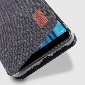 Чехол-книжка MOFI (Fabric Flip Case) для смартфона Xiaomi Mi6X / Xiaomi Mi A2, горизонтальный флип, силиконовая накладка, поверхность с тканевым покрытием, металлическая пластина внутри флипа, смарт-чехол (при закрытии чехла экран выключается), логотип «MOFI», возможность трансформации чехла в подставку для просмотра видео, чёрный, серый, коричневый, Киев