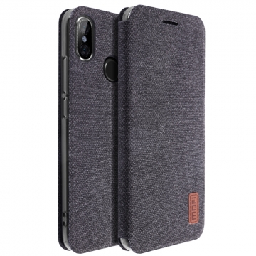 Чехол-книжка MOFI (Fabric Flip Case) для смартфона Xiaomi RedMi S2, горизонтальный флип, силиконовая накладка, поверхность с тканевым покрытием, металлическая пластина внутри флипа, логотип «MOFI», возможность трансформации чехла в подставку для просмотра видео, чёрный, серый, коричневый, Киев