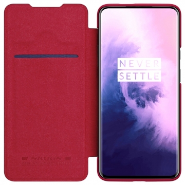 Чехол-книжка Nillkin (серия Qin) для смартфона OnePlus 7T Pro, чехол-книжка, противоударный чехол, горизонтальный флип, пластик, искусственная кожа, PU, чёрный, коричневый, красный, Киев