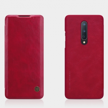 Чехол-книжка Nillkin (серия Qin) для смартфона OnePlus 8, смарт-чехол, чехол-книжка, противоударный чехол, горизонтальный флип, пластик, искусственная кожа, PU, чёрный, коричневый, красный, Киев