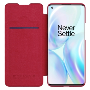 Чехол-книжка Nillkin (серия Qin) для смартфона OnePlus 8 Pro, смарт-чехол, чехол-книжка, противоударный чехол, горизонтальный флип, пластик, искусственная кожа, PU, чёрный, коричневый, красный, Киев