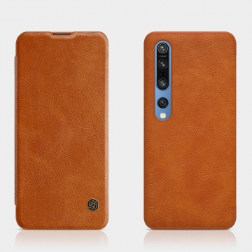 Чехол-книжка Nillkin (серия Qin) для смартфона Xiaomi Mi10 / Xiaomi Mi10 Pro, смарт-чехол, чехол-книжка, противоударный чехол, горизонтальный флип, пластик, искусственная кожа, PU, чёрный, коричневый, красный, Киев