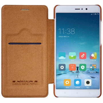 Чехол-книжка Nillkin (серия Qin) для смартфона Xiaomi Mi5S Plus, смарт-чехол, чехол-книжка, горизонтальный флип, пластик, искусственная кожа, PU, белый, чёрный, коричневый, красный, Киев