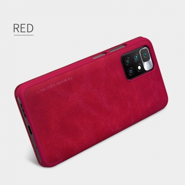 Чехол-книжка Nillkin (серия Qin) для смартфона Xiaomi Redmi 10 / Xiaomi Redmi 10 Prime, смарт-чехол, чехол-книжка, противоударный чехол, горизонтальный флип, пластик, искусственная кожа, PU, чёрный, коричневый, красный, Киев