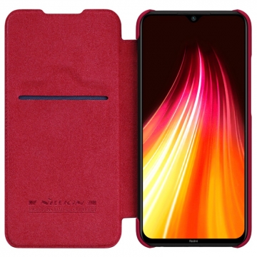 Чехол-книжка Nillkin (серия Qin) для смартфона Xiaomi Redmi Note 8, смарт-чехол, чехол-книжка, противоударный чехол, горизонтальный флип, пластик, искусственная кожа, PU, чёрный, коричневый, красный, Киев