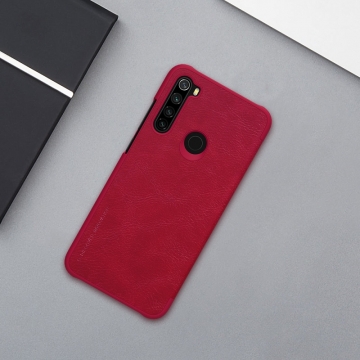 Чехол-книжка Nillkin (серия Qin) для смартфона Xiaomi Redmi Note 8, смарт-чехол, чехол-книжка, противоударный чехол, горизонтальный флип, пластик, искусственная кожа, PU, чёрный, коричневый, красный, Киев