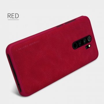 Чехол-книжка Nillkin (серия Qin) для смартфона Xiaomi Redmi Note 8 Pro, смарт-чехол, чехол-книжка, противоударный чехол, горизонтальный флип, пластик, искусственная кожа, PU, чёрный, коричневый, красный, Киев