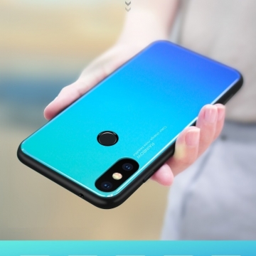 Чехол-накладка Amzboon для смартфона Xiaomi Mi8, защитный чехол, противоударный чехол, термополиуретан, поликарбонат, закалённое стекло, градиентная окраска (цвета плавно переходят из одного в другой), монохромная окраска, накладки на кнопки регулировки громкости и включения / выключения, двойное отверстие для крепления ремешка, чёрный, красный, голубой, розовый, чёрный + фиолетовый, голубой + фиолетовый, красный + фиолетовый, розовый + фиолетовый, жёлтый + зелёный, Киев