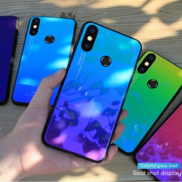 Чехол-накладка Amzboon для смартфона Xiaomi Mi8, защитный чехол, противоударный чехол, термополиуретан, поликарбонат, закалённое стекло, градиентная окраска (цвета плавно переходят из одного в другой), монохромная окраска, накладки на кнопки регулировки громкости и включения / выключения, двойное отверстие для крепления ремешка, чёрный, красный, голубой, розовый, чёрный + фиолетовый, голубой + фиолетовый, красный + фиолетовый, розовый + фиолетовый, жёлтый + зелёный, Киев