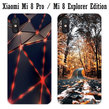 Чехол-накладка для Xiaomi Mi 8 Pro / Xiaomi Mi 8 Explorer Edition, термополиуретан с рисунком на задней поверхности, накладки на кнопки регулировки громкости, прозрачный с рисунком, Киев