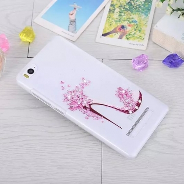 Чехол-накладка для смартфона Xiaomi Mi4c / Mi4i (с кристаллами), противоударный бампер, прозрачный пластик, рисунок туфелька, стразы, кристаллы, Киев