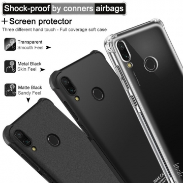 Чехол-накладка iMak (Airbag Version) + плёнка для смартфона Xiaomi RedMi 7, противоударный бампер, силиконовый чехол, прозрачный термополиуретан, чёрный гладкий термополиуретан, чёрный шероховатый термополиуретан, TPU, логотип «iMak», накладки на кнопки регулировки громкости и включения / выключения, дополнительная защита углов смартфона «воздушными подушками», защитная плёнка повышенной прочности, Киев