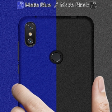 Чехол-накладка iMak (серия Cowboy Case) + плёнка для смартфона Xiaomi RedMi Note 6 Pro, противоударный бампер, шероховатый пластик, поликарбонат, защитная плёнка, съёмное кольцо для пальца, крючок для крепления в автомобиле, чёрный, синий, Киев