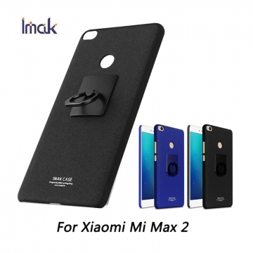 Чехол-накладка iMak (серия Cowboy Shell) + плёнка для смартфона Xiaomi Mi Max 2, противоударный бампер, шероховатый пластик, поликарбонат, защитная плёнка, съёмное кольцо для пальца, крючок для крепления в автомобиле, чёрный, синий, Киев