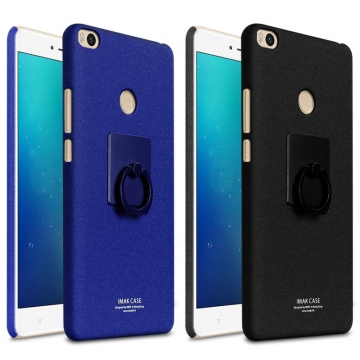 Чехол-накладка iMak (серия Cowboy Shell) + плёнка для смартфона Xiaomi Mi Max 2, противоударный бампер, шероховатый пластик, поликарбонат, защитная плёнка, съёмное кольцо для пальца, крючок для крепления в автомобиле, чёрный, синий, Киев