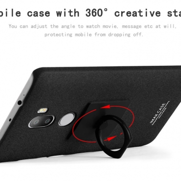Чехол-накладка iMak (серия Cowboy Shell) + плёнка для смартфона Xiaomi Mi5S Plus, бампер, шероховатый пластик, поликарбонат, защитная плёнка, съёмное кольцо для пальца, крючок для крепления в автомобиле, чёрный, синий, Киев