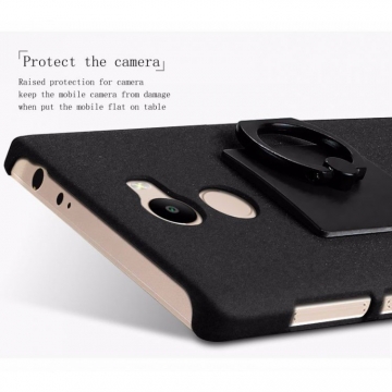 Чехол-накладка iMak (серия Cowboy Shell) + плёнка для смартфона Xiaomi RedMi 4, бампер, шероховатый пластик, поликарбонат, защитная плёнка, съёмное кольцо для пальца, крючок для крепления в автомобиле, чёрный, синий, Киев