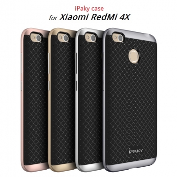 Чехол-накладка iPaky для смартфона Xiaomi RedMi 4X, противоударный бампер, термополиуретан, резина, пластик, чёрный, тёмно-серый, серебряный, золотой, розовое золото, Киев