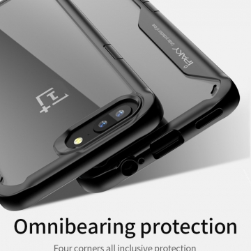 Чехол-накладка iPaky (серия Leku) для смартфона OnePlus 5, рама из термополиуретана, TPU, акриловая задняя панель, прозрачный пластик, сочетание жёсткости с гибкостью, дополнительная защита углов смартфона «воздушными подушками», накладки на кнопки регулировки громкости и включения / выключения, чёрный, серый, красный, Киев