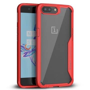 Чехол-накладка iPaky (серия Leku) для смартфона OnePlus 5, рама из термополиуретана, TPU, акриловая задняя панель, прозрачный пластик, сочетание жёсткости с гибкостью, дополнительная защита углов смартфона «воздушными подушками», накладки на кнопки регулировки громкости и включения / выключения, чёрный, серый, красный, Киев