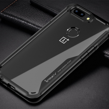 Чехол-накладка iPaky (серия Leku) для смартфона OnePlus 5T, рама из термополиуретана, TPU, акриловая задняя панель, прозрачный пластик, сочетание жёсткости с гибкостью, дополнительная защита углов смартфона «воздушными подушками», накладки на кнопки регулировки громкости и включения / выключения, чёрный, серый, красный, Киев