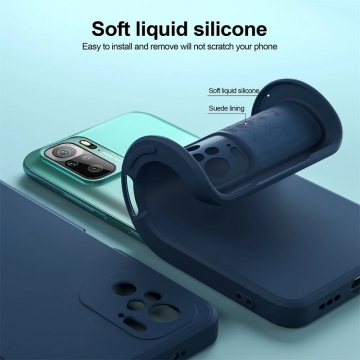 Чехол-накладка Liquid Silicone для смартфона Xiaomi Redmi Note 10 / Xiaomi Redmi Note 10S, противоударный бампер, термополиуретан с мягкой подкладкой, флок, эластичность в сочетании с устойчивостью к растяжению, устойчивость к царапинам, накладки на кнопки регулировки громкости и включения / выключения, двойное отверстие для крепления ремешка, чёрный, синий, серый, сиреневый, красный, зелёный, жёлтый, розовый, персиковый, Киев