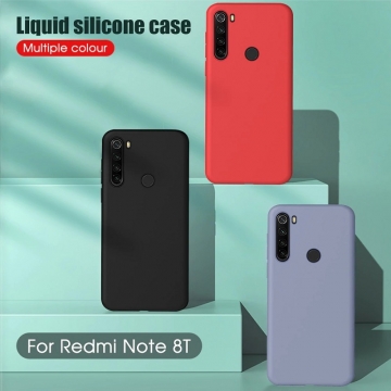 Чехол-накладка Liquid Silicone для смартфона Xiaomi Redmi Note 8T, противоударный бампер, термополиуретан с мягкой подкладкой, эластичность в сочетании с устойчивостью к растяжению, устойчивость к царапинам, накладки на кнопки регулировки громкости и включения / выключения, двойное отверстие для крепления ремешка, чёрный, синий, серый, сиреневый, красный, зелёный, жёлтый, персиковый, Киев