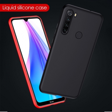 Чехол-накладка Liquid Silicone для смартфона Xiaomi Redmi Note 8T, противоударный бампер, термополиуретан с мягкой подкладкой, эластичность в сочетании с устойчивостью к растяжению, устойчивость к царапинам, накладки на кнопки регулировки громкости и включения / выключения, двойное отверстие для крепления ремешка, чёрный, синий, серый, сиреневый, красный, зелёный, жёлтый, персиковый, Киев