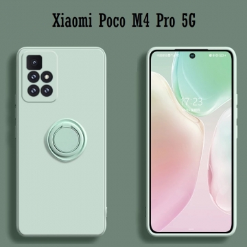 Чехол-накладка Liquid Silicone с магнитным кольцом для Xiaomi Poco M4 Pro 5G / Xiaomi Redmi Note 11S 5G / Xiaomi Redmi Note 11T 5G, термополиуретан с мягкой подкладкой (флок), накладка на кнопки регулировки громкости, несъёмное кольцо для пальца, которое также можно использовать как подставку при просмотре видео, в кольцо встроен металлический сердечник, который крепится к автомобильным магнитным держателям, Киев