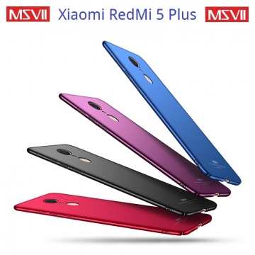 Чехол-накладка MSVII для смартфона Xiaomi RedMi 5 Plus, противоударный тонкий бампер, гладкий пластик, матовый пластик, чёрный, синий, красный, фиолетовый, Киев