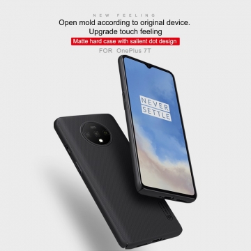 Чехол-накладка Nillkin Frosted Shield для смартфона OnePlus 7T, противоударный бампер, рифлёный пластик, чёрный, белый, золотой, красный, сине-зелёный (Peacock Blue), мятный (Mint Green), подставка для просмотра видео, Киев