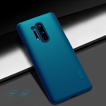 Чехол-накладка Nillkin Frosted Shield для смартфона OnePlus 8 Pro, противоударный бампер, рифлёный пластик, чёрный, белый, золотой, красный, сине-зелёный (Peacock Blue), мятный (Mint Green), подставка для просмотра видео, Киев