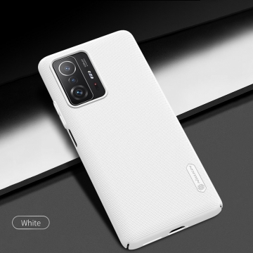 Чехол-накладка Nillkin Super Frosted Shield для смартфона Xiaomi 11T / Xiaomi 11T Pro, противоударный бампер, рифлёный пластик, накладки на кнопки регулировки громкости, чёрный, белый, золотой, красный, сапфирово-синий (Sapphire Blue), сине-зелёный (Peacock Blue), подставка для просмотра видео, Киев