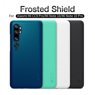 Чехол-накладка Nillkin Super Frosted Shield для смартфона Xiaomi Mi Note 10 / Xiaomi Mi CC9 Pro, противоударный бампер, рифлёный пластик, чёрный, белый, золотой, красный, сапфирово-синий (Sapphire Blue), сине-зелёный (Peacock Blue), подставка для просмотра видео, Киев