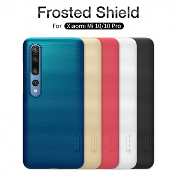 Чехол-накладка Nillkin Super Frosted Shield для смартфона Xiaomi Mi10 / Xiaomi Mi10 Pro, противоударный бампер, рифлёный пластик, чёрный, белый, золотой, красный, сапфирово-синий (Sapphire Blue), сине-зелёный (Peacock Blue), подставка для просмотра видео, Киев